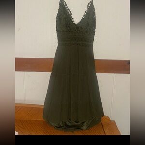 Olive green Windsor Casual Cutie Linen Skater Dress size small